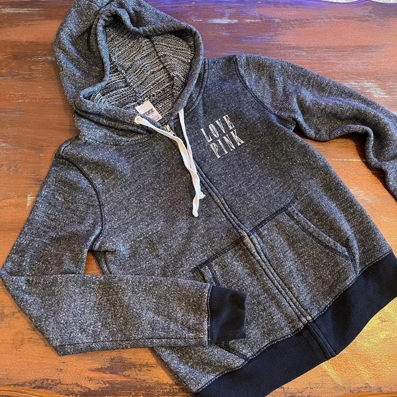 Pink Women's Hoodie Zipper Up Front Logo Size Small - Picture 2 of 6